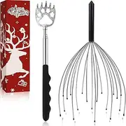 Yeipis Scalp Massagers, 28 Fingers Hand-held Massage Tingle, Massagers for Deep Relaxation, Stress Relief and Hair Stimulation for Men Women Kids Adults with Extendable Back Scratcher