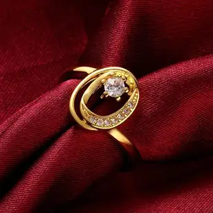 【Aphrodite 愛芙晶鑽】圓舞曲蛋型美鑽造型鑲鑽戒指(黃金色)