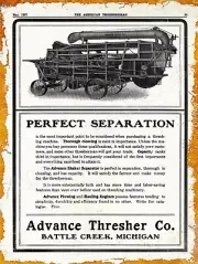 1907 Advance Thresher Co. Shaker Separator New Metal Sign: Battle Creek Michigan