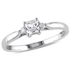 Amour Sterling Silver Created White Sapphire and Diamond Accent Promise Ring