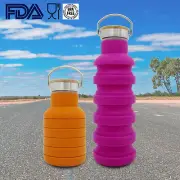 2 x Collapsible Office Sport Drinking Water Bottle Yoga Gym Kettle Cap Camping
