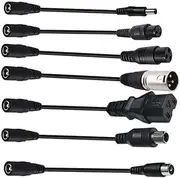 Electric Bike Balance Car Charger Adapter Cable Set, 15cm Length, 7-in-1 DC Connector Kit with 5.5mm x 2.1mm Female to 5.5mm x 2.5mm/8.0mm x 1.6mm/XLR Male/M12/M16/RCA/3 Pin Plug Male Adapters
