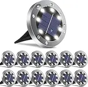 Solar Lights Outdoor,12 Pack Solar Lights Outdoor Waterproof,Garden Ground Light Landscape Lighting for Outside Patio Pathway Yard Lawn Driveway Deck Step Walkway(White Light)