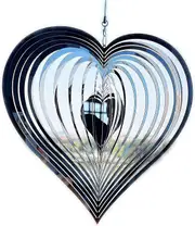 Heart Shaped Outdoor Wind Chimes, Rotating Metal Wind Chime, Stainless Steel Wind Chime, Spiral Wind