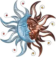 VEWOGARDEN Metal Sun and Moon Wall Decor, 27.6" Large Outdoor Wall Art for Living Room Bedroom Kitchen Farmhouse Patio Decorations