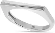 LeCalla 925 Sterling Silver Bar Ring for Women | Silver Ridge Ring Signet Style Classic Simple Plain Wedding Band Engagement Ring | Women's Statement Stackable Ring(Sizes 6-8No.)