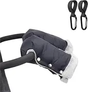 Pushchair Hand Warmer Gloves, Extra Long Hand Warmer Buggies Winter Frost Protection Extra Thick Waterproof and Windproof Stroller Hand Muff for Pushchairs Bike Trailers with 1 Pair Buggy Clip