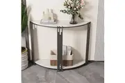 Vibe Geeks Half Moon Tiered Real Marble Entry Console Table Hallway Entryway Furniture