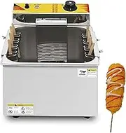 12L Commercial Electric Fryer for Hot Dogs Cheese and Corn Dogs, Large Capacity 1900W Snack Machine for Perfectly Crispy Snacks