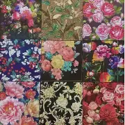Bundle of 9 Decoupage Paper Napkins, Floral Flower Dark Background Napkin