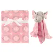 Hudson Baby Plush Blanket with Security Blanket, Girl Elephant, One Size