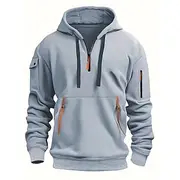 Men's Hoodie Quarter Zip Hoodie Tactical Black White Burgundy Navy Blue Royal Blue Hooded Plain Pocket Sports Outdoor Daily Holiday Streetwear Cool Casual Spr