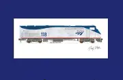 Amtrak P42DC #118 11"x17" Matted Print by Andy Fletcher signed