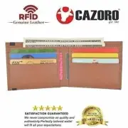 Cazoro Men’s Slimfold RFID Safe Slim Bifold Wallet Smooth Leather Front Pocket T