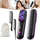 Portable Straightener Brush Cordless Ionic Hair and Styling 3 Heating Temps