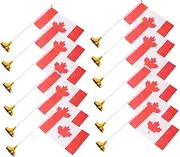KAILIKETIY 12 Pack Miniature Canadian Flags Desk Hand Flags with Pole and Base for Office Meetings Canada Day Events Decorations