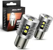 SEALIGHT S25 LED Single Back Lamp, High Brightness, 3000 Lumens, 25W, 6500K, Built-In Canceller, Reverse Light, 180° Pin Angle, Backlight, S25, 1156 White, 12V, Non-Polarity, 50000+ Hours Lifespan