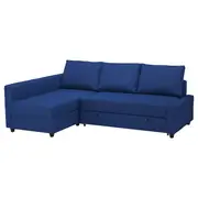 FRIHETEN corner sofa-bed with storage, Skiftebo blue