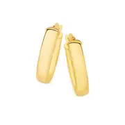 9ct Gold Half Round Oval Hoop Earrings
