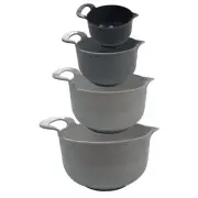 Mixing Bowls 4 Piece Nesting Plastic Mixing Bowl Set with Pour Spouts and Handle