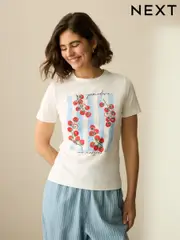 Graphic Tomato Print White Essential Pure Cotton Short Sleeve Crew Neck T-Shirt (AW8504) | $15