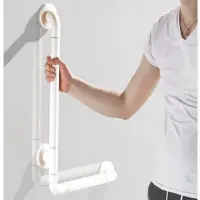 在飛比找momo購物網優惠-【美升】L型 安全扶手 56x32公分(ABS 牙白防滑 浴