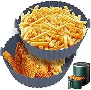 2Pcs Air Fryer Silicone Liner, 7-inch Reusable Air Fryer Silicone Basket, BPA-Free Heat Resistant Air Fryer Silicone Liner, Air Fryer Accessories for Oven Microwave(Gray)