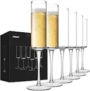 Set of 6 Crystal Champagne Flutes Champagne Glasses Hand Blown Classy Champagne Flutes 100％Lead Free Quality Sparkling Wine Stemware Set Dishwasher Safe 7oz