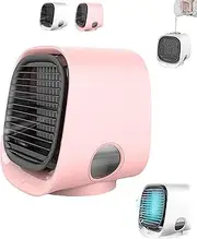 Vital Breeze Ac, Air Conditioner Misting Fan, Upgrade Portable Ac, 3 Speeds Power Portable Air Cooler, With 300ml Water Tank & Colorful Night Lights, Ideal for Rooms, Offices (Pink)