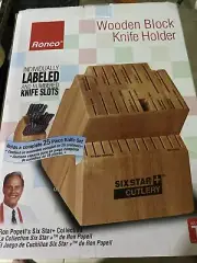 RONCO WOODEN BLOCK KNIFE HOLDER HOLDS 25 KNIFE SET Six Star New
