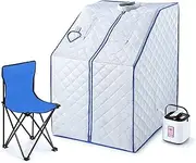 Portable Sauna Room for Home Full Body Personal Sauna Steam Sauna Tent at Home Spa with 1000W Steamer, Foldable Chair,Remote Control,Blue, Indoor