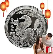 Keyubria Lucky Coin, Commemorative Coin for Year of The Snake, Collectible Commemoration, Lunar Year Challenge Coin, Chinese Souvenir for Enriching Collectors