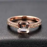 1.38 Ct Asscher Cut Simulated Peach Morganite Wedding Ring Sterling Silver 925