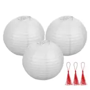 3 Pcs White Round Paper Lanterns 12 Inch Paper Lantern Party Decorations