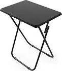 Foldable X-Shaped Steel TV Tray Dinner Eating Computer Bed Sofa End Table, Black
