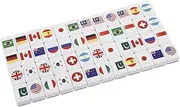 Kisangel 48PCS National Flag Mahjong Game Set Tile Games for Adults Family Party Fun for Picnics Gatherings and Leisure Activities