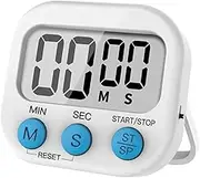Kitchen Timer, Digital Kitchen Timers, Simple Operation, ON/Off Switch, Big Digits, Loud Alarm, Magnetic Backing Stand, for Cooking Baking, Classroom, Bathroom, Teachers, Kids (White)