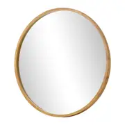 Oikiture Wall Mirrors Round Makeup Mirror Vanity Home Decorative Wooden 80cm