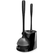 MR.SIGA Toilet Plunger and Bowl Brush Combo for Bathroom Cleaning, Black, 1 Set
