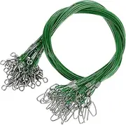 uxcell Fishing Wire Leaders 20", 30 Pack 300lb High Strength Carbon Steel Nylon Coated Fishing Line with Swivel Snap for Saltwater Freshwater, Green