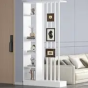 Entrance Hall Partition Wood Room Divider, Freestanding Wall Divider with Shelves for The Living Room, Privacy Screens Room Partition Post, for Hotel Restaurant(White,80x24x205cm)
