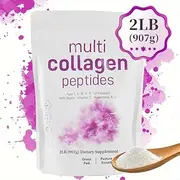 Multi-Collagen Peptides Powder 2LB- Hydrolyzed Protein Peptide Types I, II, III, V, X with Biotin & Vitamin C, Supports Skin, Hair, Nail, and Joint, Unflavored, Non-GMO, Gluten-Free, Easy Mix