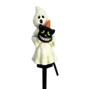 2 Pcs Halloween Solar Pumpkin Lights, Outdoor Pumpkin Ghost Pathway Lights Decorations, Ghost Pumpkin Stake Lamps for Garden Yard Lawn Decor