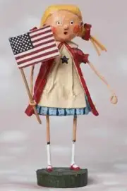 ESC & Co "GLORIA" girl with flag patriotic figurine, Lori Mitchell, 22476 NIB