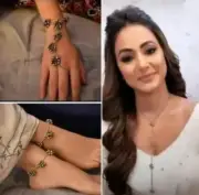 Indian Oxidized Silver Plated Ghungroo Necklace Payal Hand Bracelet Combo set