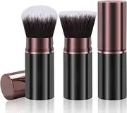 Keriloo Makeup Brushes, Retractable 2 Pack Travel Kabuki Blush Makeup Brush Face Powder Foundation Brushes for Blending Liquid, Blush, Bronzer, Buffing, Sunscreen,Flawless Cosmetics