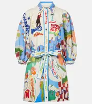 [Alemais] Alémais x Nadia Hernandez printed linen shirt dress UK 16 multicoloured
