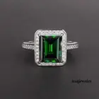 Emerald Cut 2.95CT Genuine Emerald Wedding Halo Jewelry Ring 14K White Gold Over