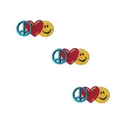 Peace Sign, Heart and Smiley Face (3-Pack) Iron On Patch – Small