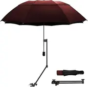 UPF 50+ Golf Umbrella with Adjustable Universal Clamp, Portable Umbrellas for Rain, Manual Open & Close, for Beach Chair, Golf Cart, Stroller, Bleacher, Patio
